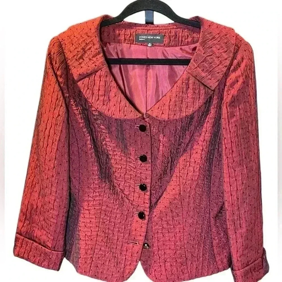 Jones New York Dresses & Skirts - Jones New York Burgundy Blazer with Black accents. Size 12. NWT
